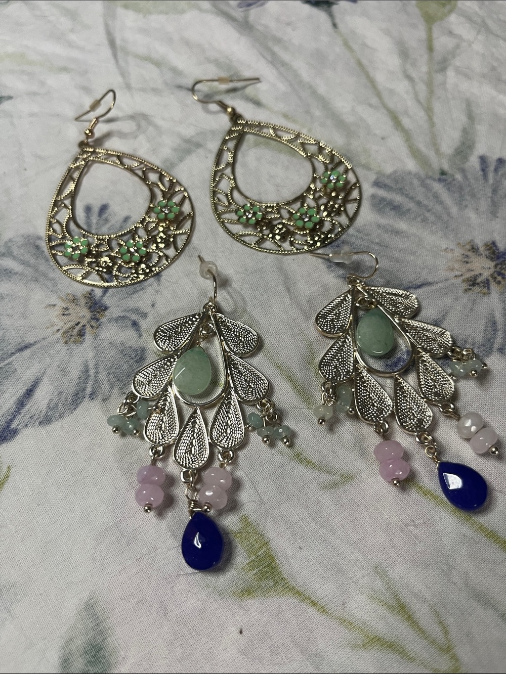 2 Pair Boho Dangle Earring Bundle – Filigree & Beaded Drop Earrings ✨
